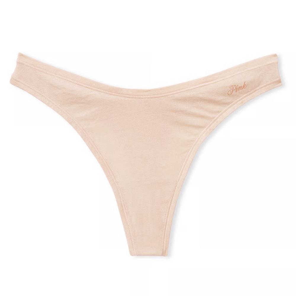 🆕 NWT COTTON HIGH-LEG THONG PANTY, Marzipan, Size Medium